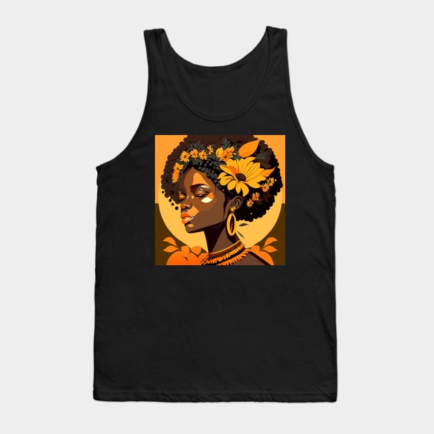 Afro Sunflower lady Tank Top by Lilbangdesigns